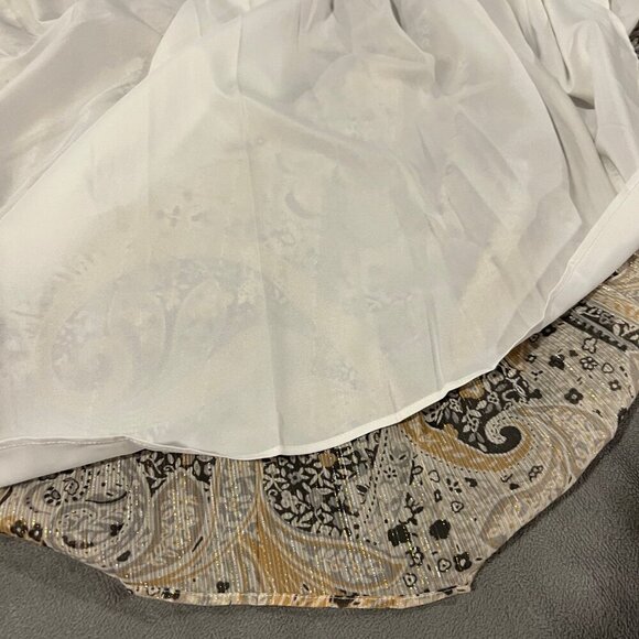 NWT Ann Taylor Shimmer Paisley Chain Pleated Sleeveless Halter Dress, Size Large - Picture 11 of 13